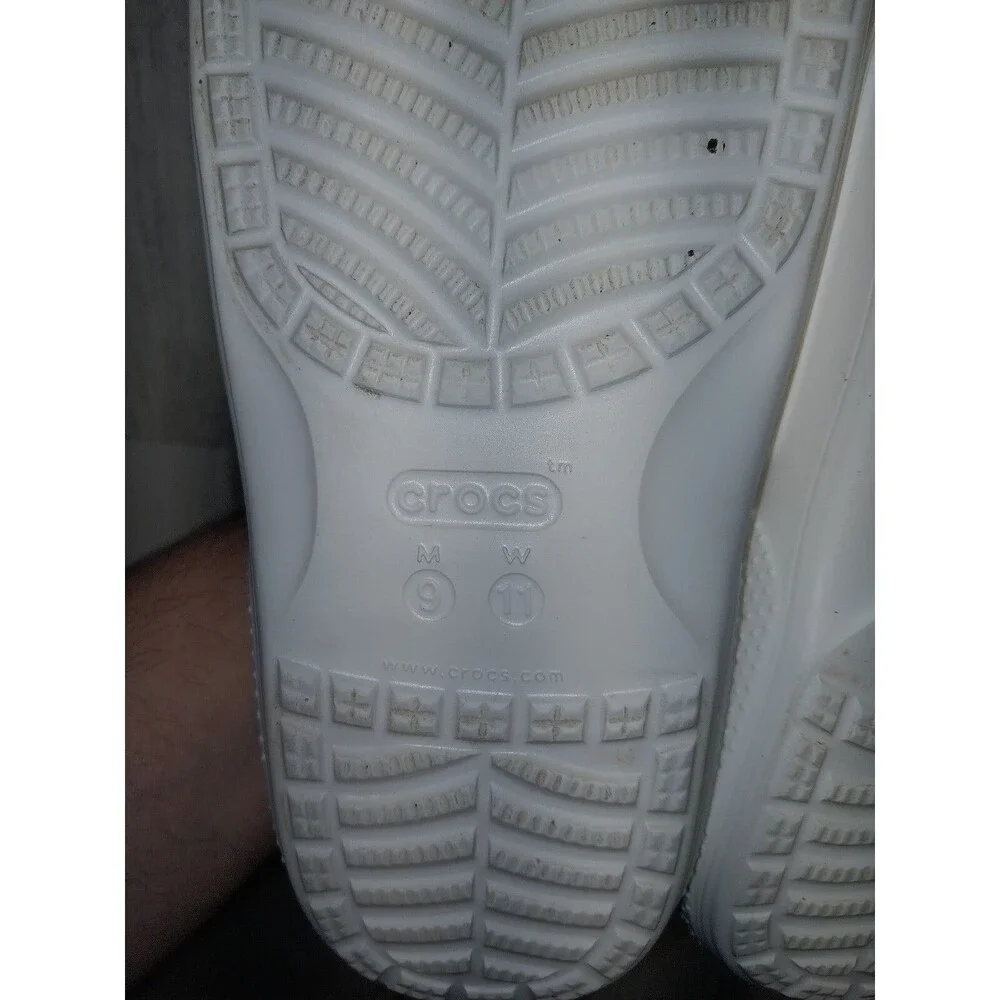 Crocs 206121 Sandals Classic White Slides Waterproof Shoes Mens 9 Womens 11